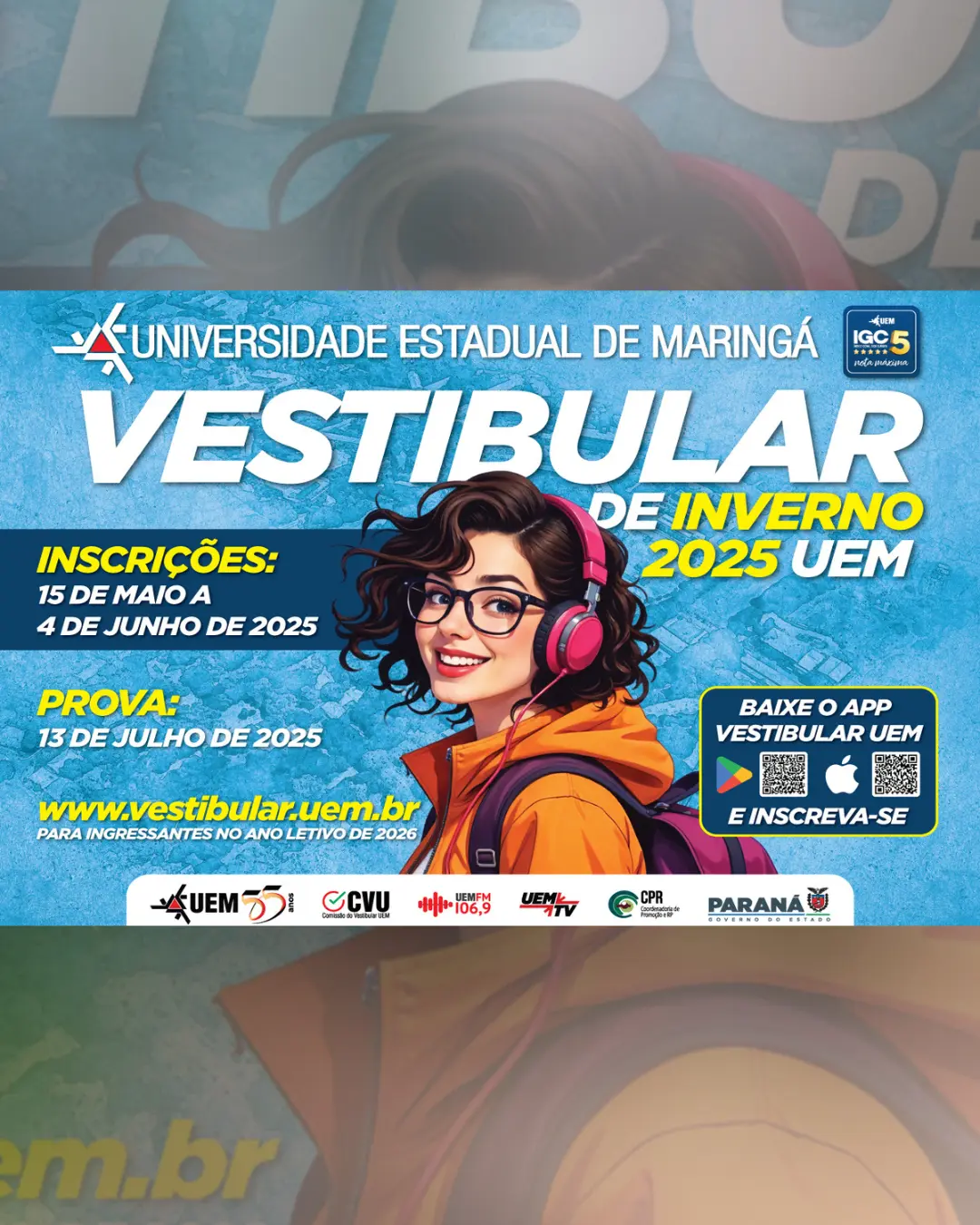 Vestibular de Inverno 2025 da UEM inicia inscrições para 936 vagas em mais de 70 cursos