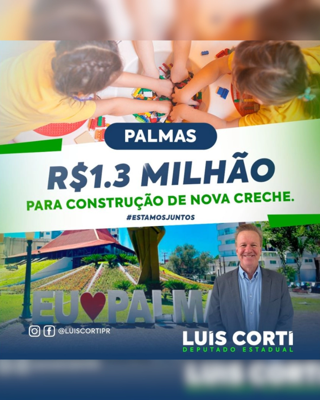 Imagem de destaque - Deputado estadual, Luiz Corti anunciou novo CMEI para Palmas