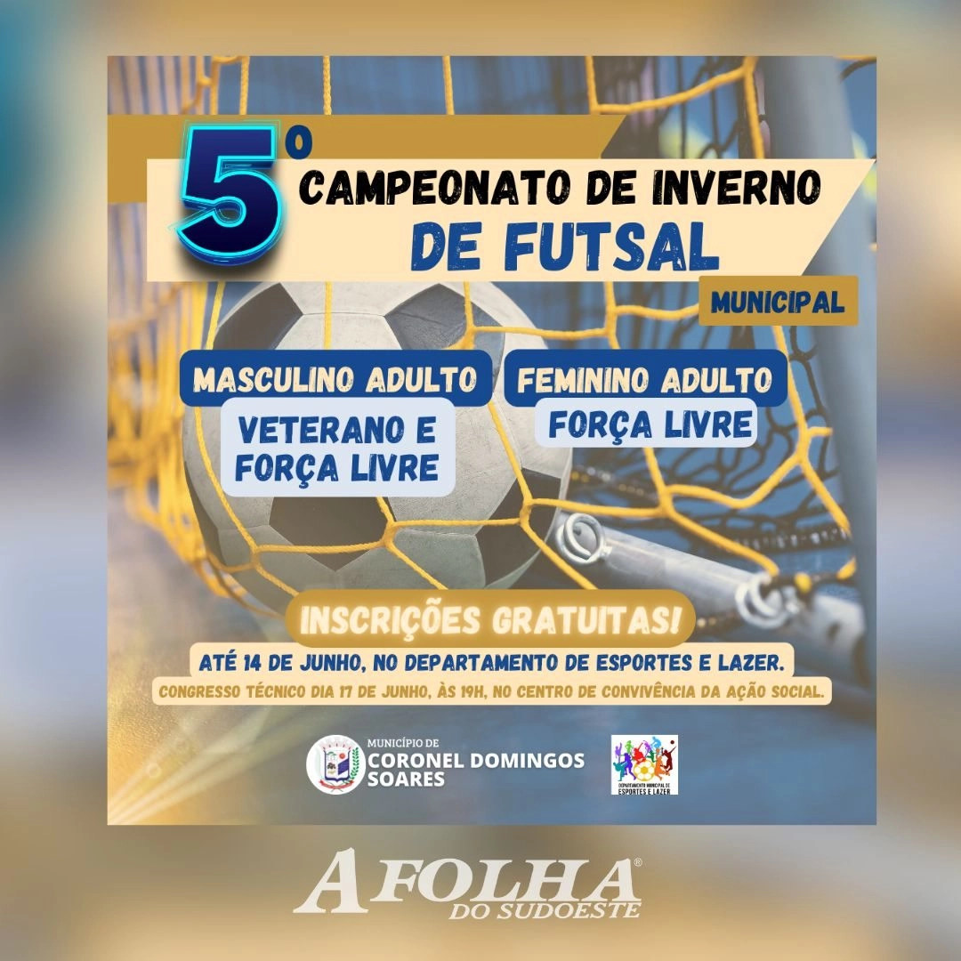 Imagem de destaque - Inscrições abertas para o  5º Campeonato de Inverno de Futsal de CDS