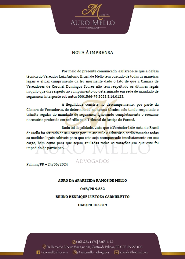 Imagem de destaque - Defesa de Tonho do Viveiro alega que Câmara de Vereadores não cumpriu decisão judicial